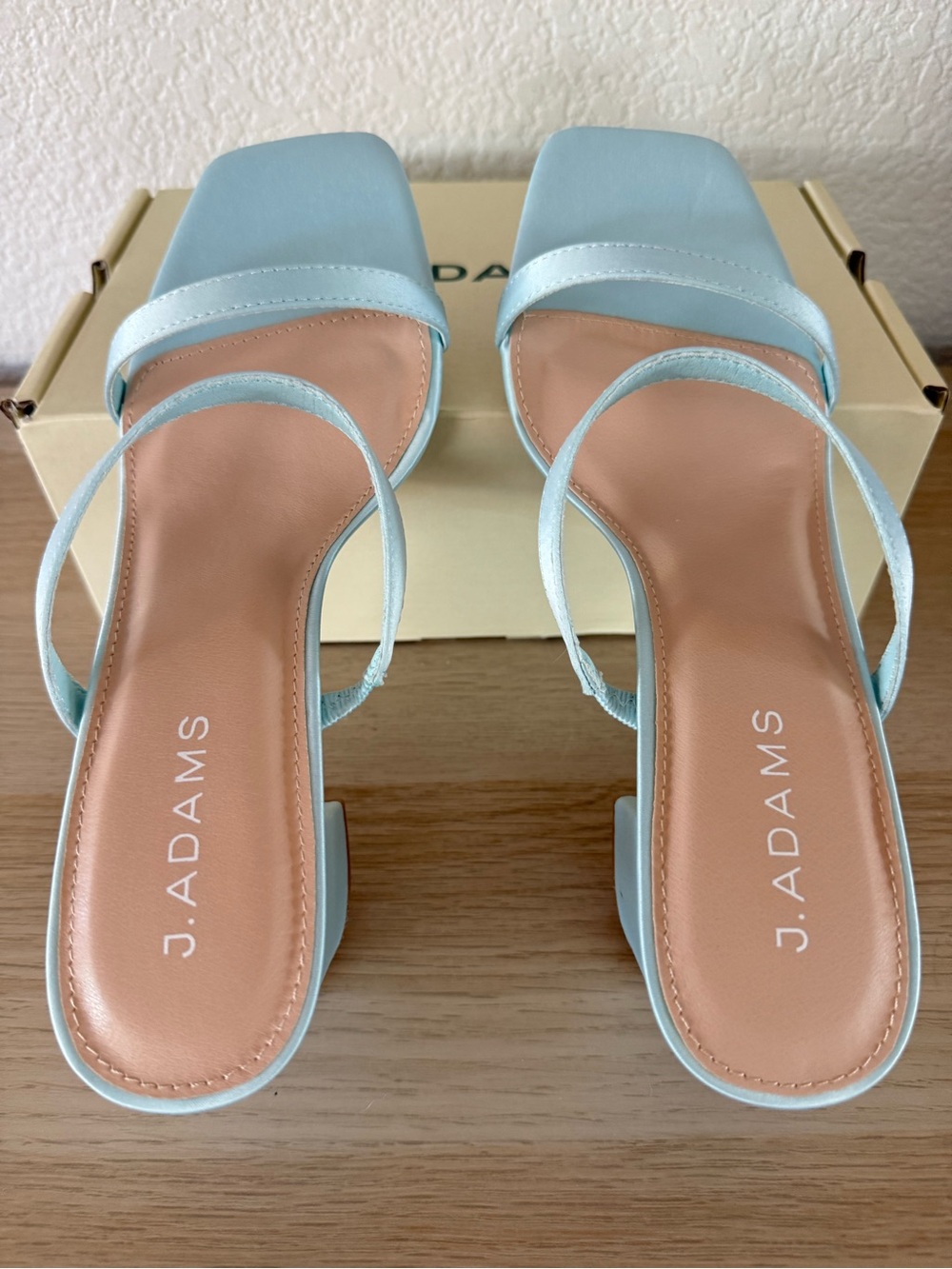 J. Adams Pastel Blue Strappy Square-Toe Low Heel Sandals